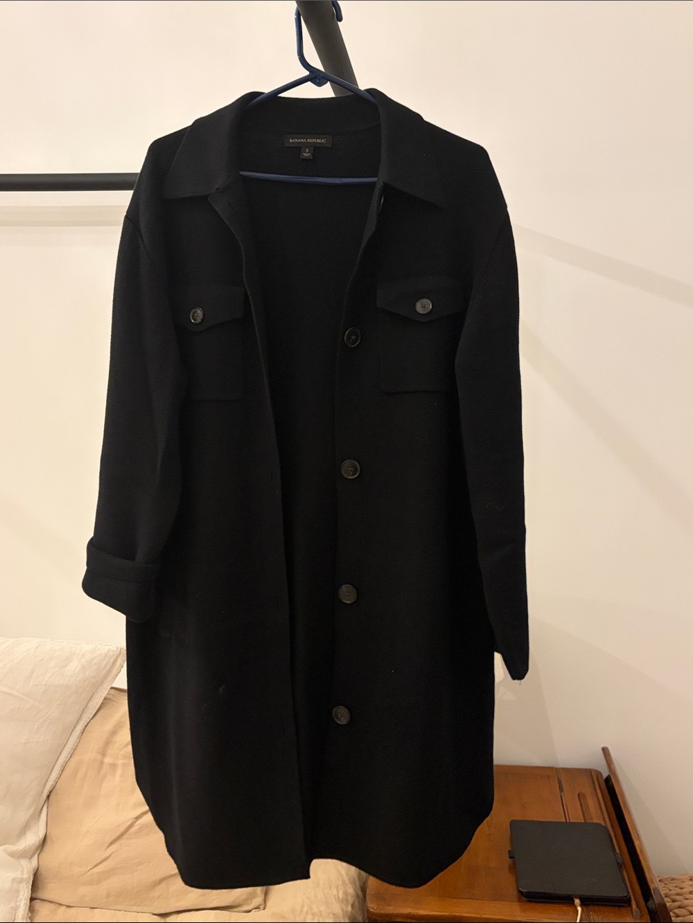 Black Women's Long Button Front sweater Coat - Banana Republic